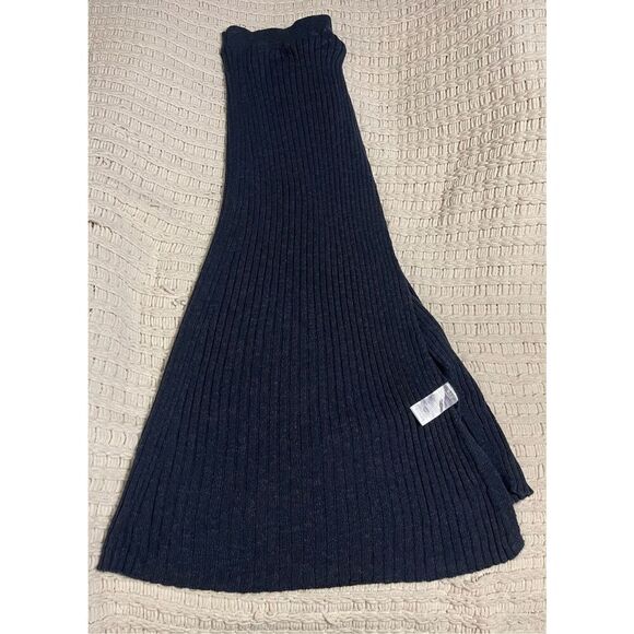 Free People Blue Cable Knit Long Maxi Sweater skirt Sz M - Picture 7 of 8
